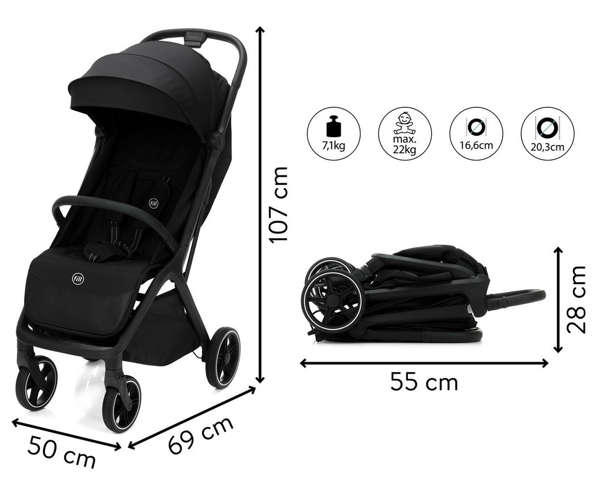 BUGGY Cooper  - Schwarz, Basics, Textil (50/107/69cm) - Fillikid