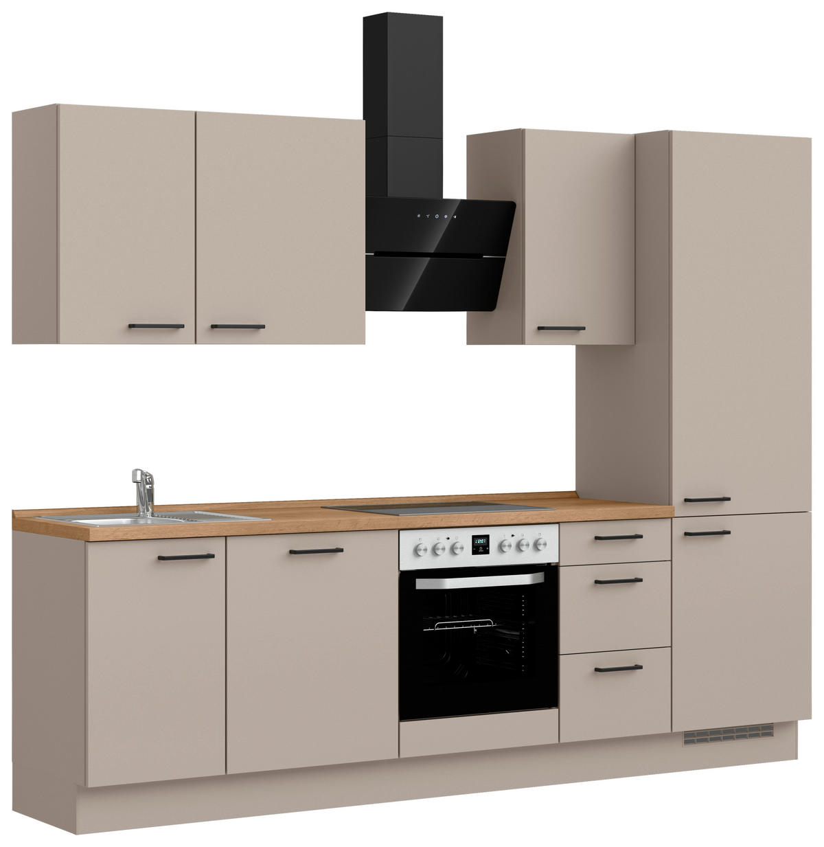KÜCHENBLOCK Easytouch 270 cm  in Eichefarben  - Eichefarben/Schwarz, MODERN, Holzwerkstoff/Metall (270cm) - Nobilia
