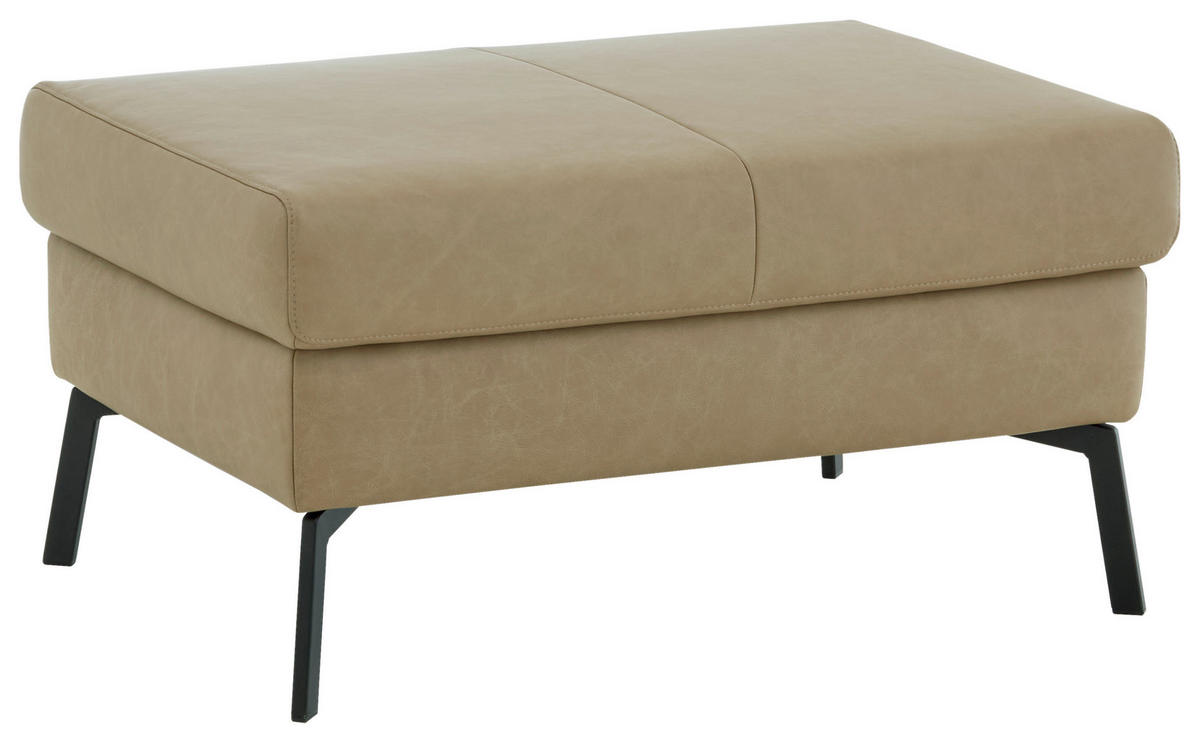 3-SITZER-SOFA Echtleder Taupe  - Taupe/Schwarz, Konventionell, Leder/Metall (200/88/88cm) - Pure Home Comfort