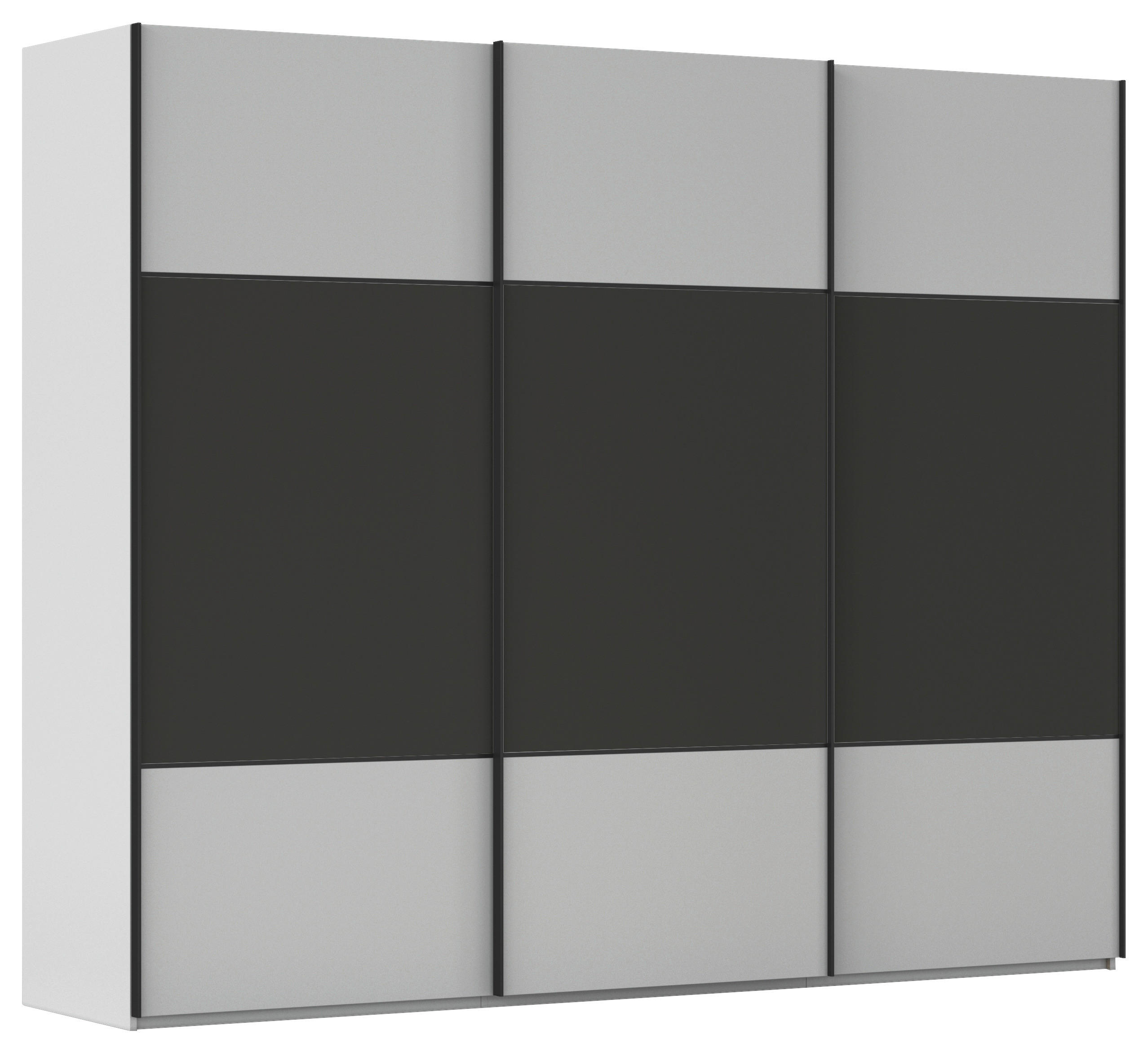 SCHWEBETÜRENSCHRANK 242/223/68 cm 3-türig Graphitfarben, Grau  - Schwarz/Graphitfarben, KONVENTIONELL, Holzwerkstoff/Metall (242/223/68cm) - Novel