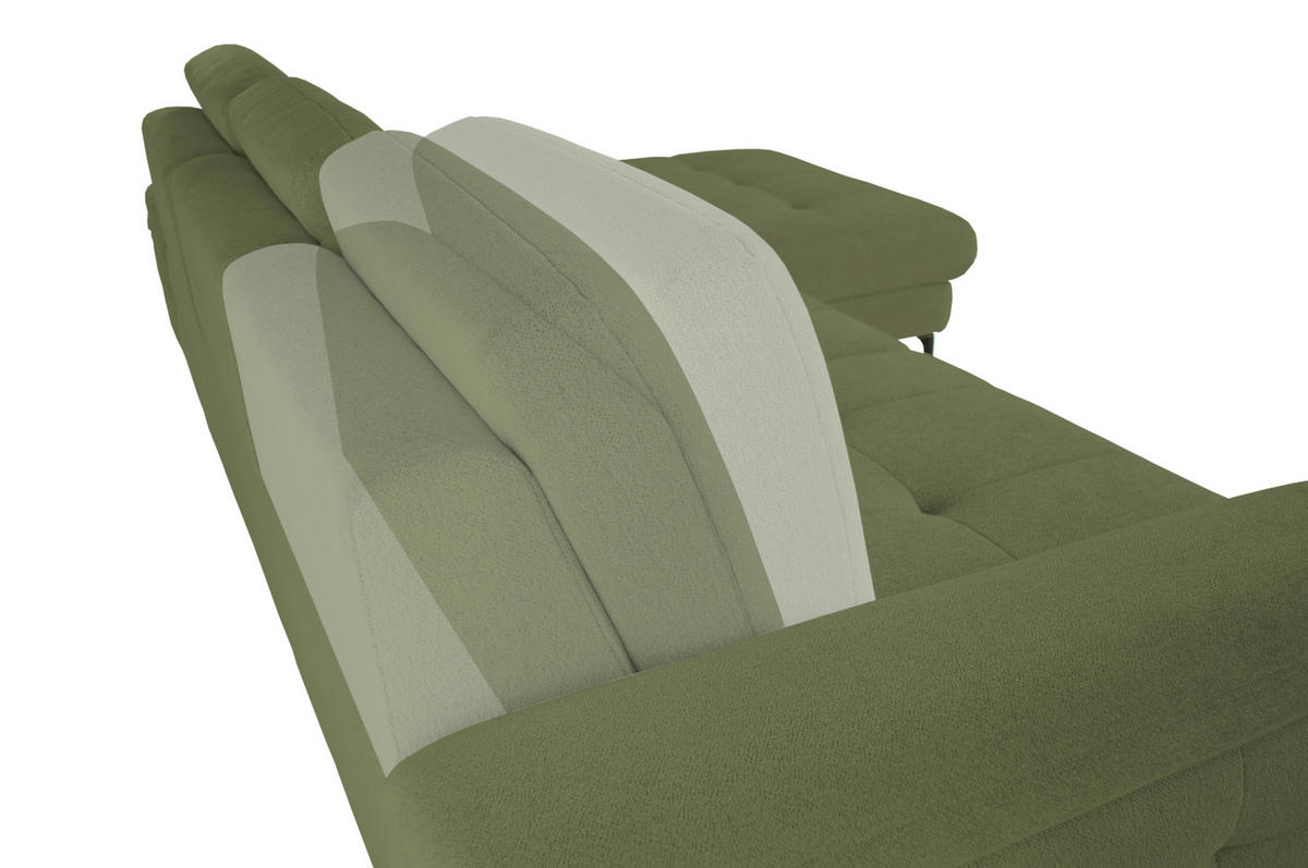 ECKSOFA ALMA Grün Chenille  - Schwarz/Grün, Design, Textil/Metall (285/191cm) - Livetastic