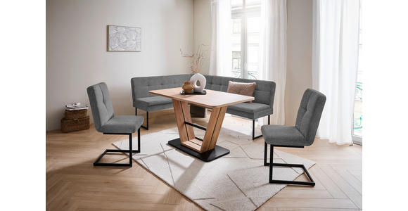 ECKBANK 155/213 cm  in Anthrazit  - Anthrazit/Schwarz, Design, Textil/Metall (155/213cm) - Novel