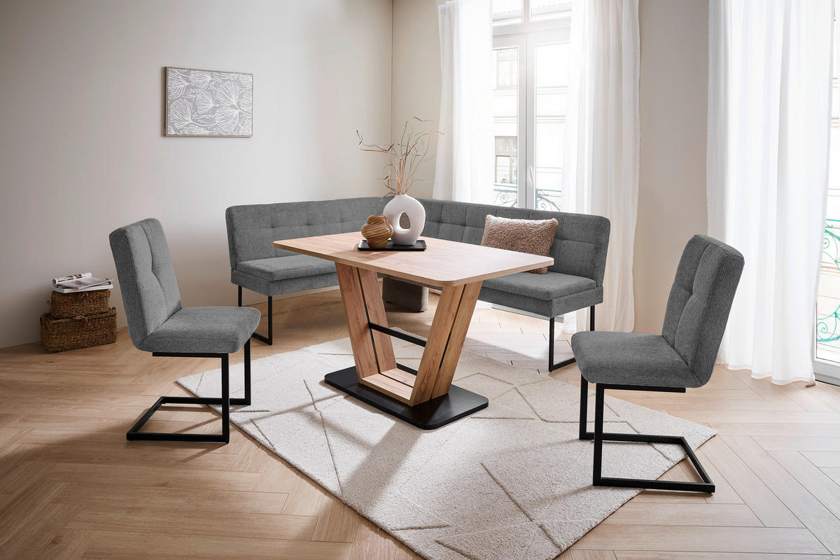 ECKBANK 155/213 cm Webstoff Anthrazit   - Anthrazit/Schwarz, Design, Textil/Metall (155/213cm) - Novel