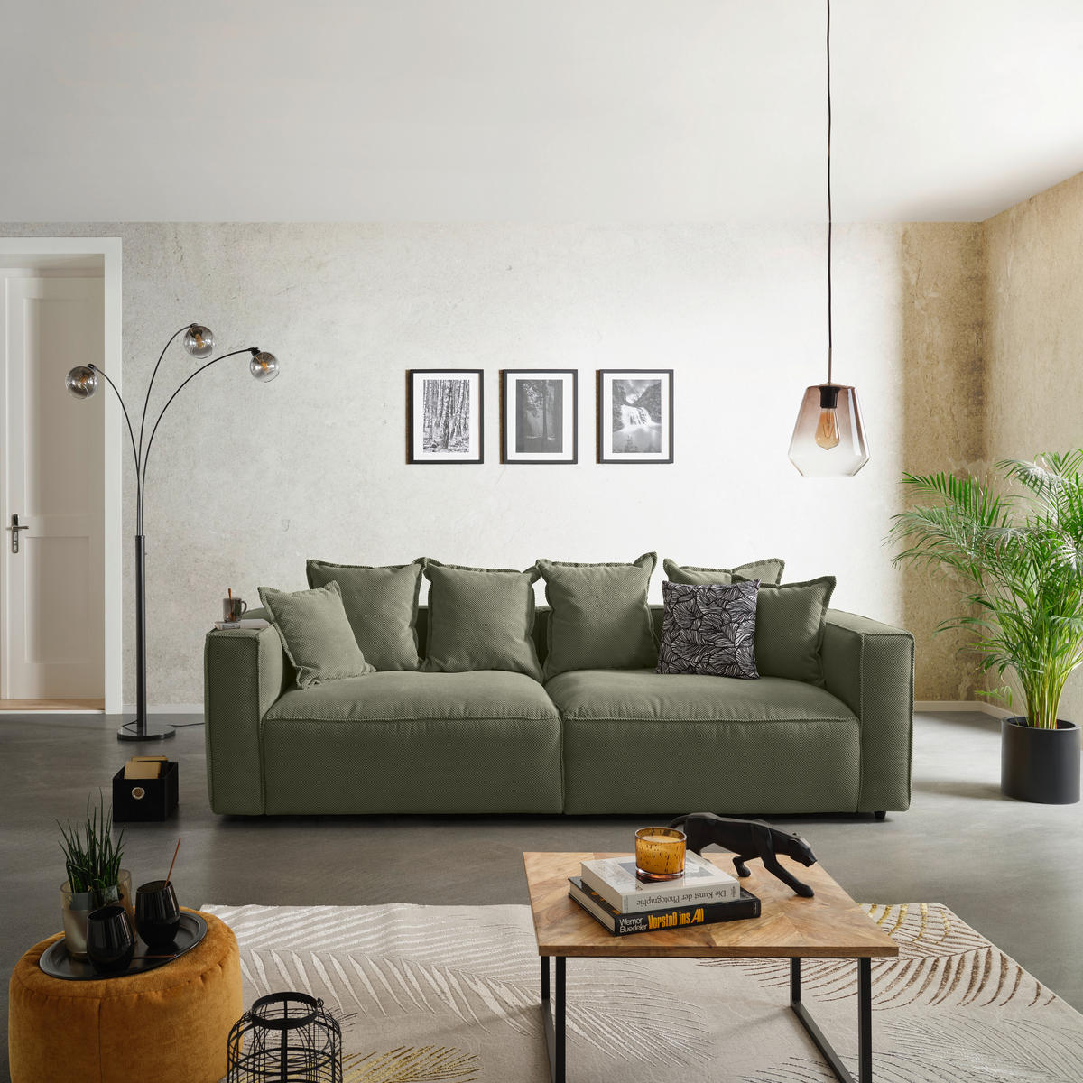 BIGSOFA in Mikrofaser Grün  - Schwarz/Grün, Modern, Textil (280/72/109cm) - MID.YOU