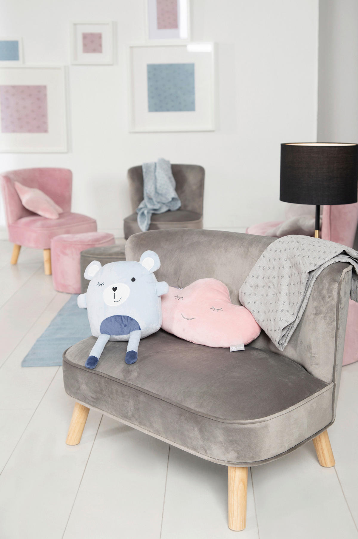 KINDERSOFA - Silberfarben/Grau, Basics, Textil (70/50/48cm) - Roba