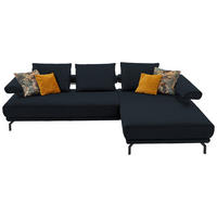 ECKSOFA in Echtleder Dunkelblau  305/224 cm  - Schwarz/Dunkelblau, Design, Leder/Metall (305/224cm) - Dieter Knoll