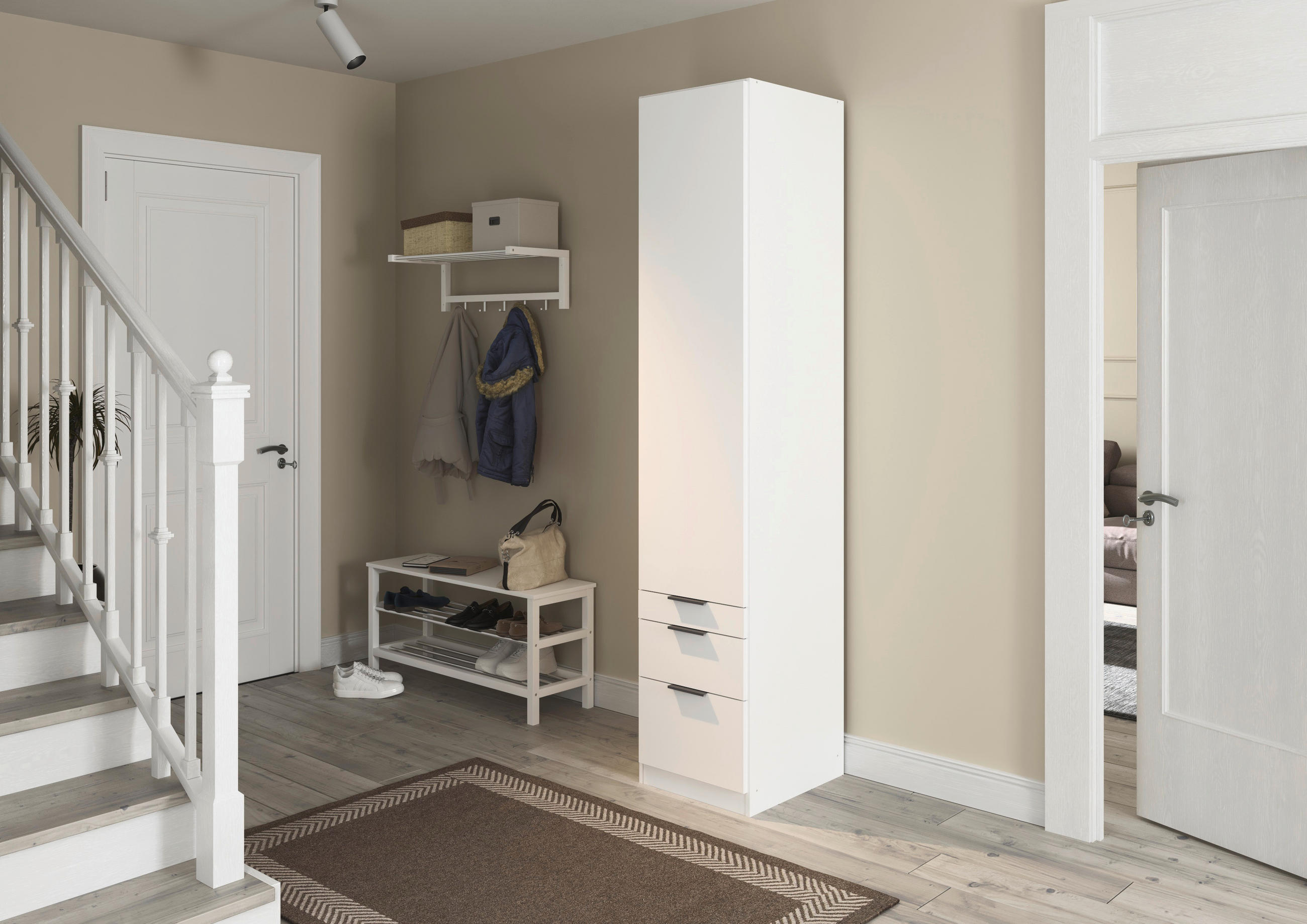 DREHTÜRENSCHRANK 47/229/54 cm 1-türig Weiß - Weiß/Grau, MODERN, Holzwerkstoff (47/229/54cm) - Rauch Möbel