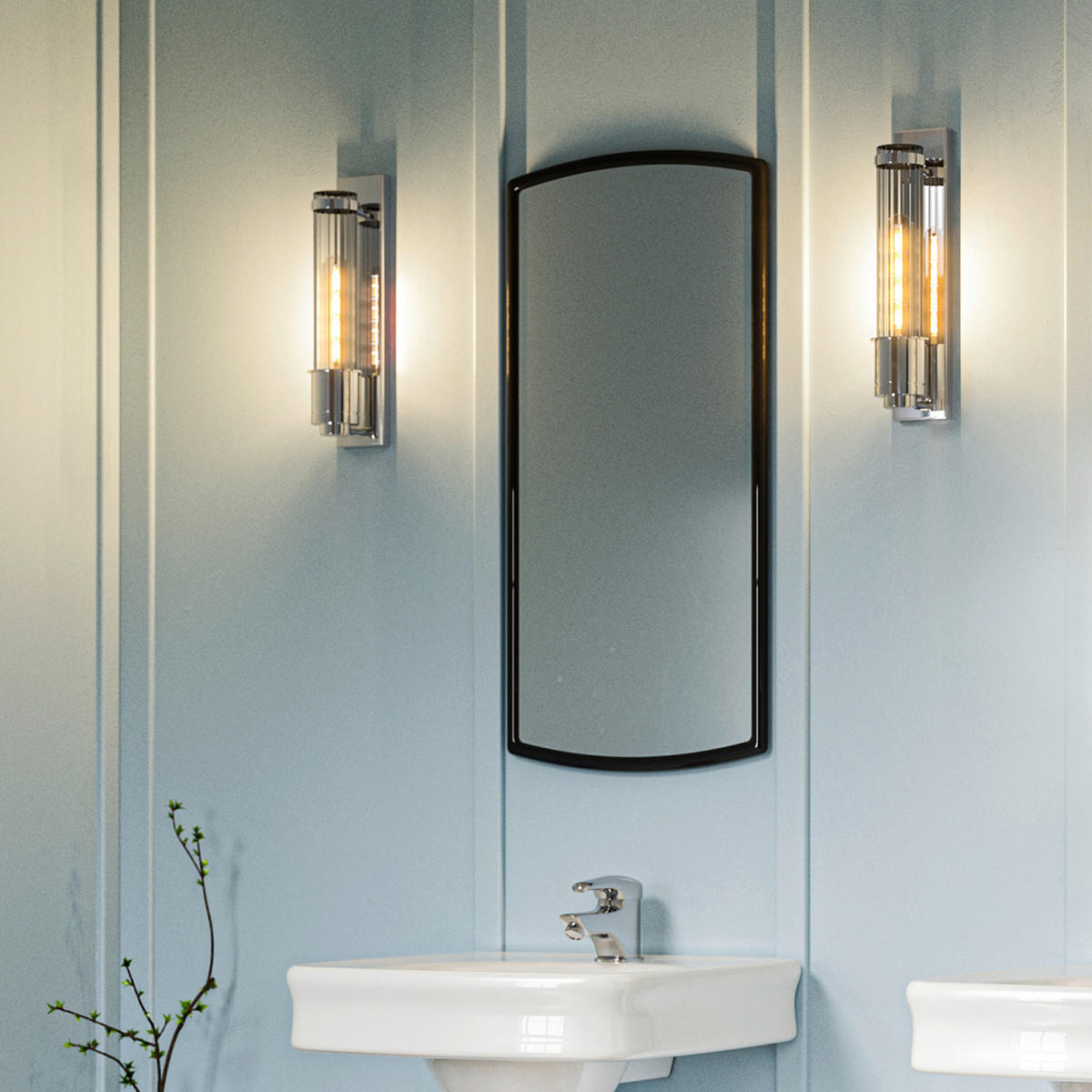 BADEZIMMER-WANDLEUCHTE - Chromfarben, Design, Glas/Metall (8.1/40/12.1cm) - Elstead Lighting