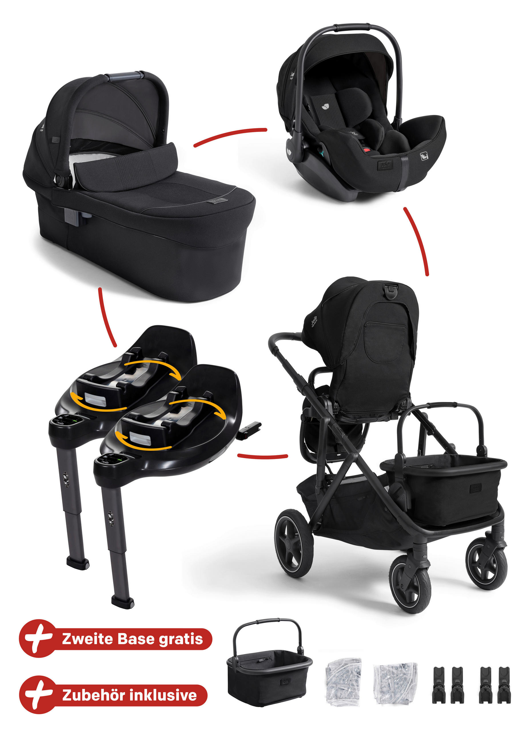KINDERWAGENSET  Versiti Sparset inkl. 2 Isofix-Bases  Eclipse  - Schwarz, Basics, Kunststoff (64/109/114cm) - JOIE SIGNATURE