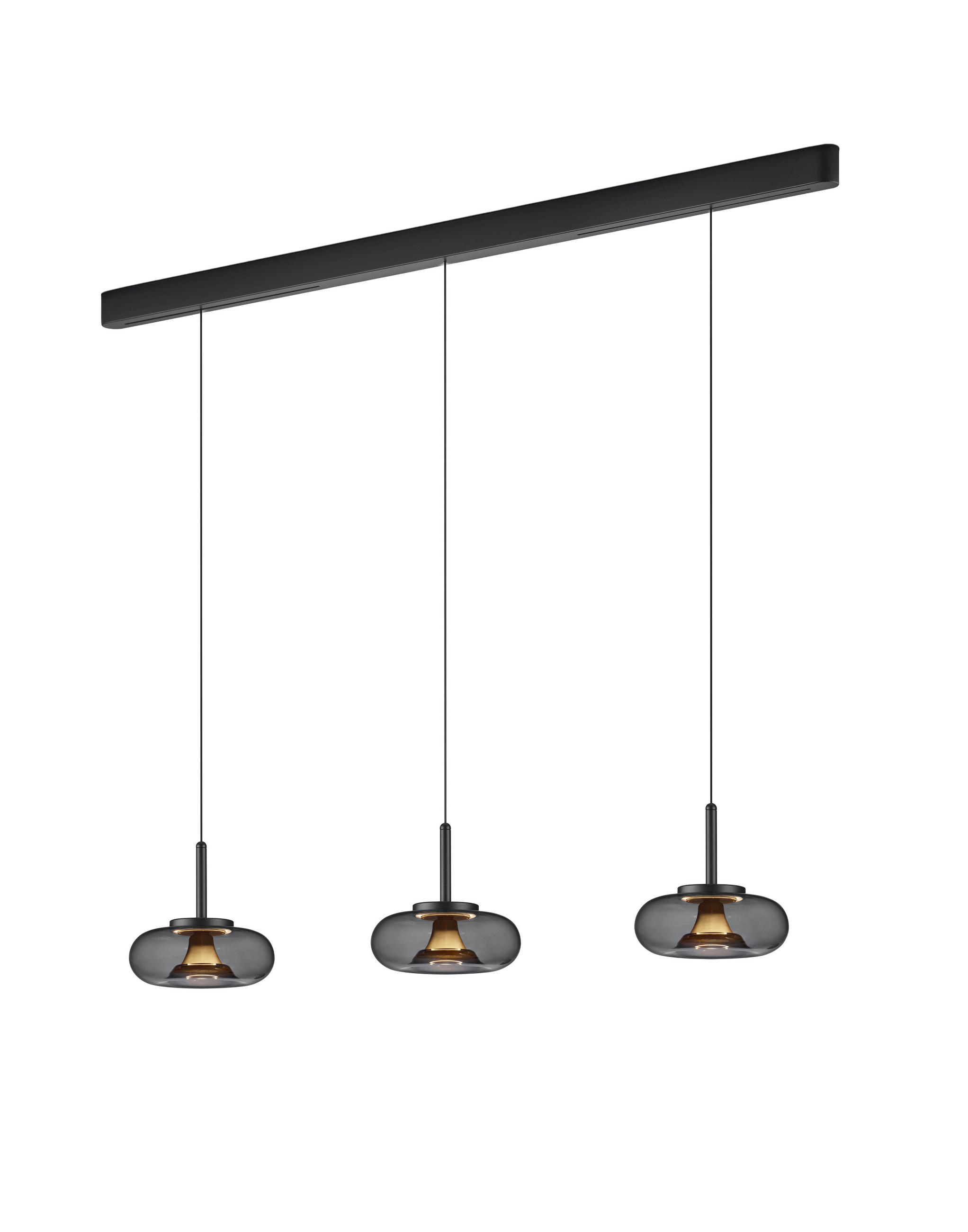 LED-HÄNGELEUCHTE Sica 22/210 cm  - Goldfarben/Schwarz, Design, Glas/Metall (22/210cm) - Helestra