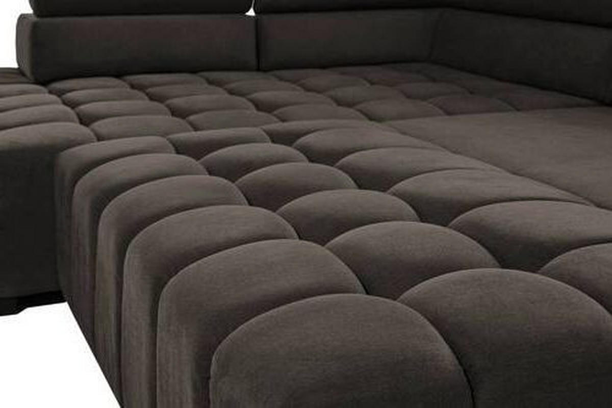 ECKSCHLAFSOFA Braun Velours  - Schwarz/Braun, Design, Holz/Textil (201/307cm) - Livetastic