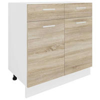 KÜCHENUNTERSCHRANK 80/82/46 cm  in Weiss, Sonoma Eiche  - Weiss/Alufarben, Konventionell, Holzwerkstoff/Metall (80/82/46cm) - MID.YOU