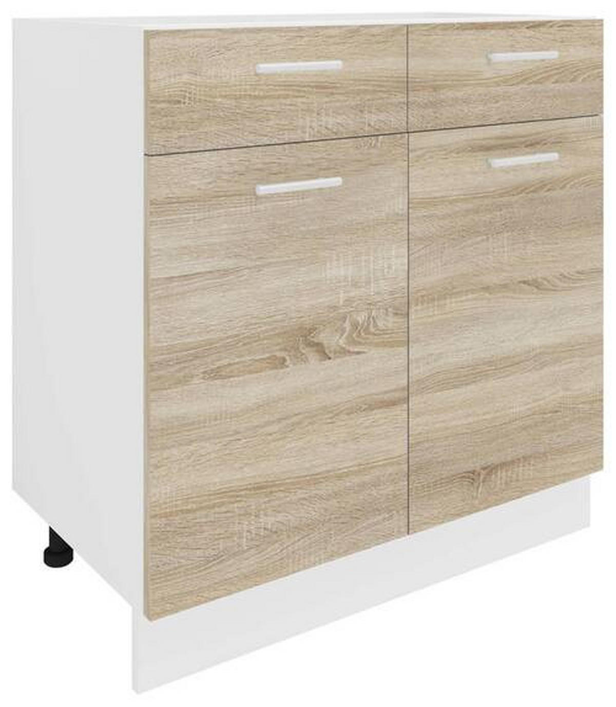 KÜCHENUNTERSCHRANK 80/82/46 cm  in Weiss, Sonoma Eiche  - Weiss/Alufarben, Konventionell, Holzwerkstoff/Metall (80/82/46cm) - MID.YOU