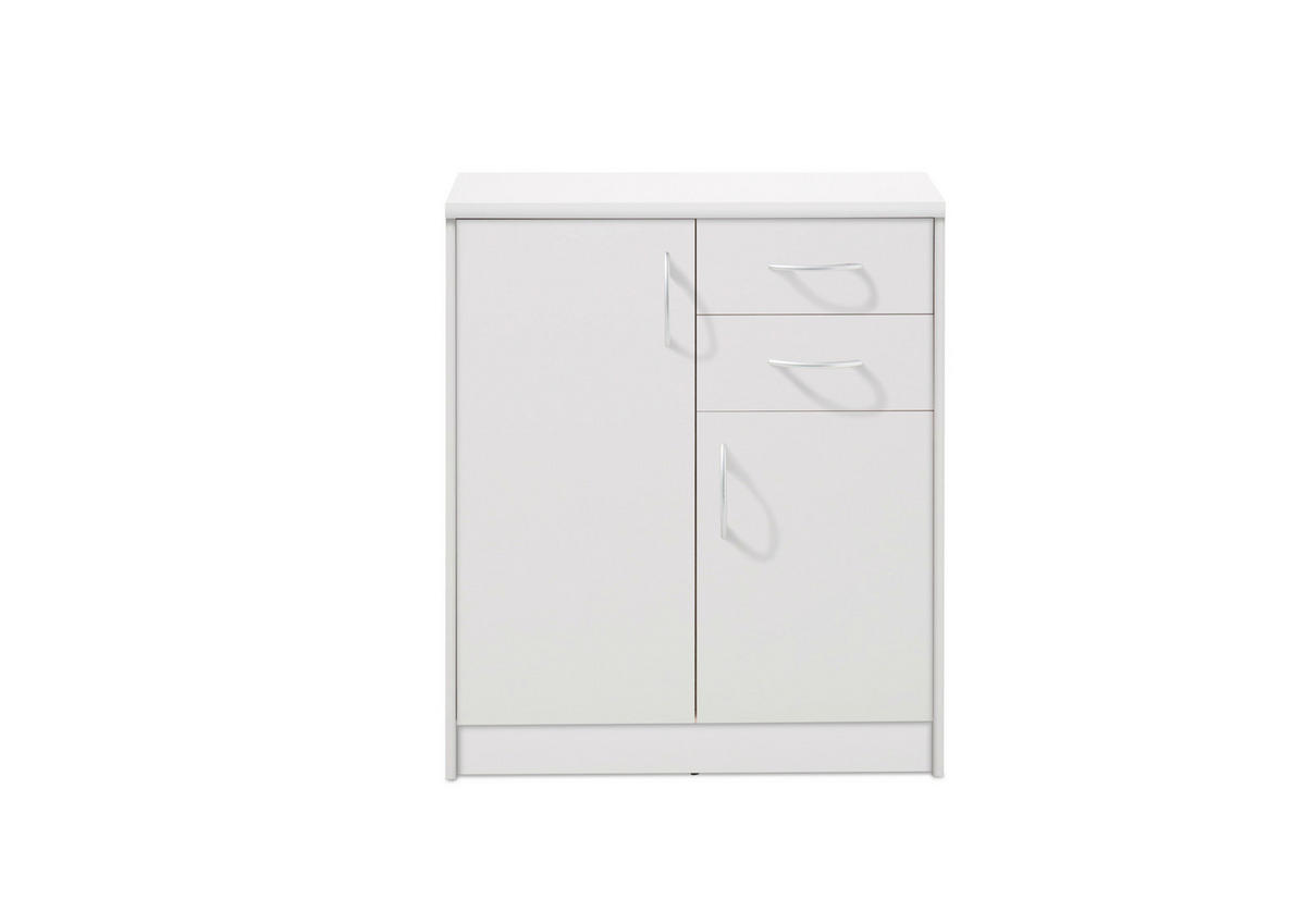KOMODA   74/86/35 cm   bijela  - bijela/srebrne boje, Basics, drvni materijal/plastika (74/86/35cm) - Carryhome