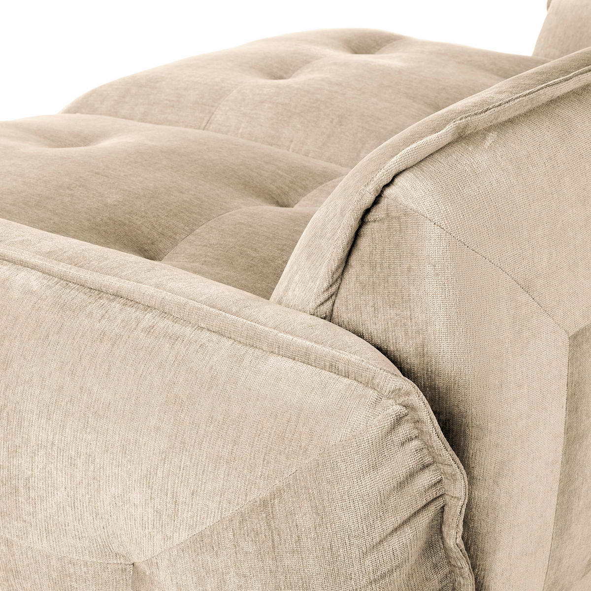 BIGSOFA in Chenille Creme  - Creme/Schwarz, Modern, Kunststoff/Textil (285/87/184cm) - Trendmanufaktur