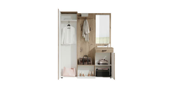 GARDEROBE 6-teilig in 145/184/29 cm - Eichefarben/Grau, Basics, Holzwerkstoff (145/184/29cm) - Carryhome