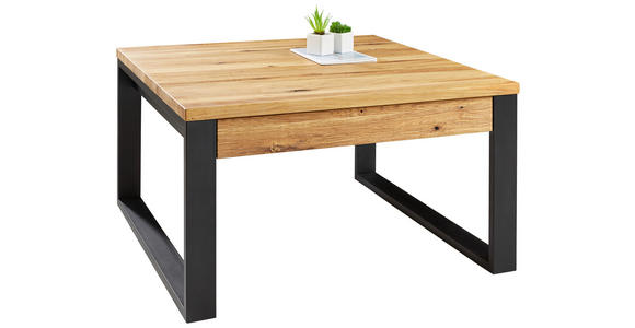 COUCHTISCH Eiche massiv 75/75/42 cm quadratisch Schwarz, Eichefarben  - Eichefarben/Schwarz, Design (75/75/42cm) - Novel