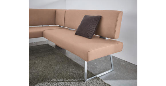 ECKBANK 137/231 cm  in Edelstahlfarben, Sandfarben  - Sandfarben/Edelstahlfarben, Design, Textil/Metall (137/231cm) - Dieter Knoll