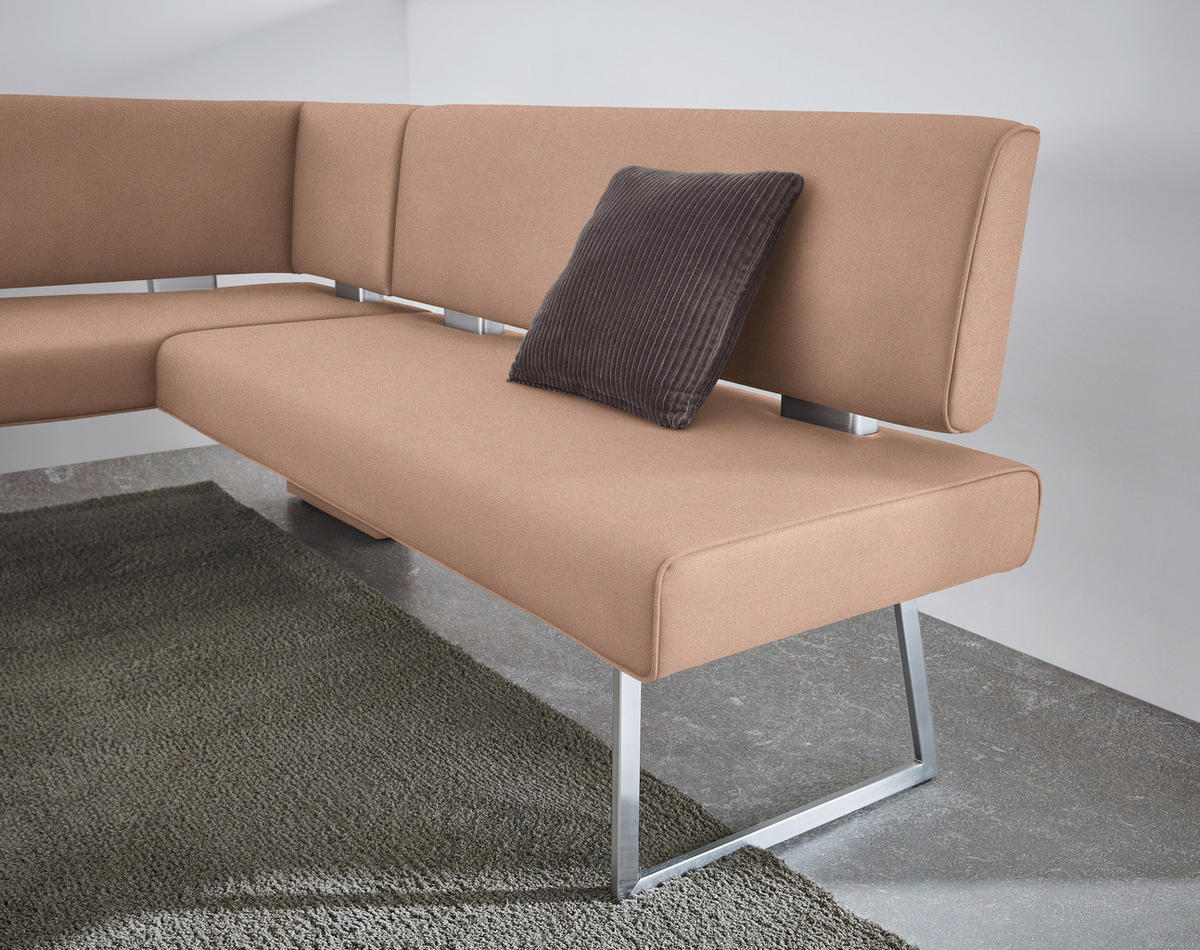 ECKBANK 137/231 cm  in Edelstahlfarben, Sandfarben  - Sandfarben/Edelstahlfarben, Design, Textil/Metall (137/231cm) - Dieter Knoll