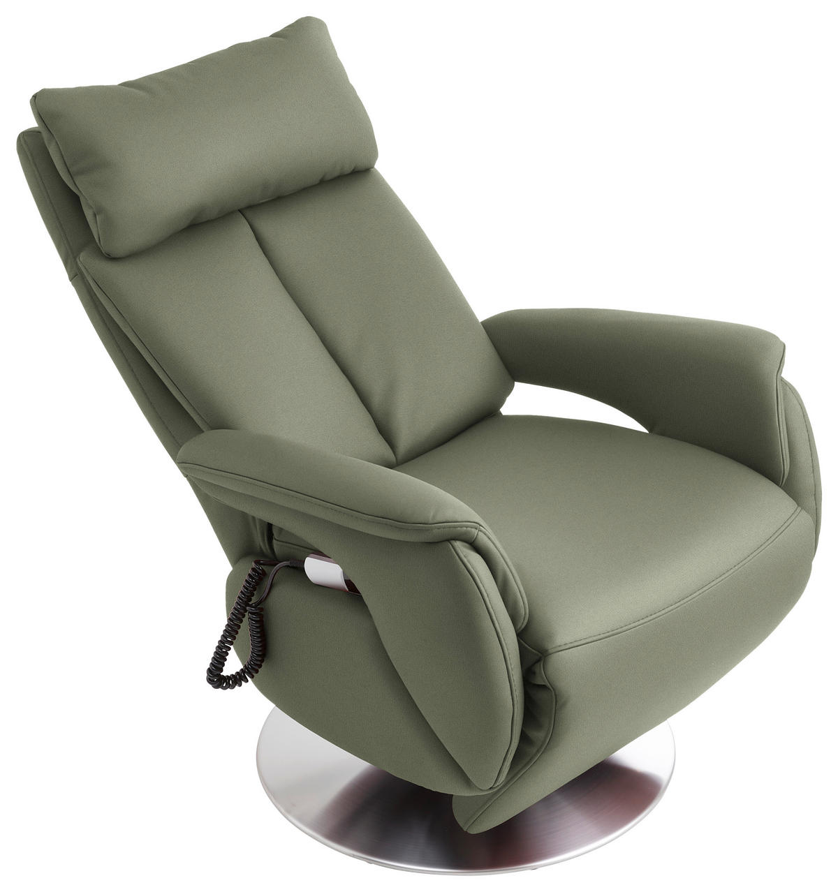 RELAXSESSEL in Leder Grün  - Edelstahlfarben/Grün, Konventionell, Leder/Metall (78/110/81cm) - Cantus