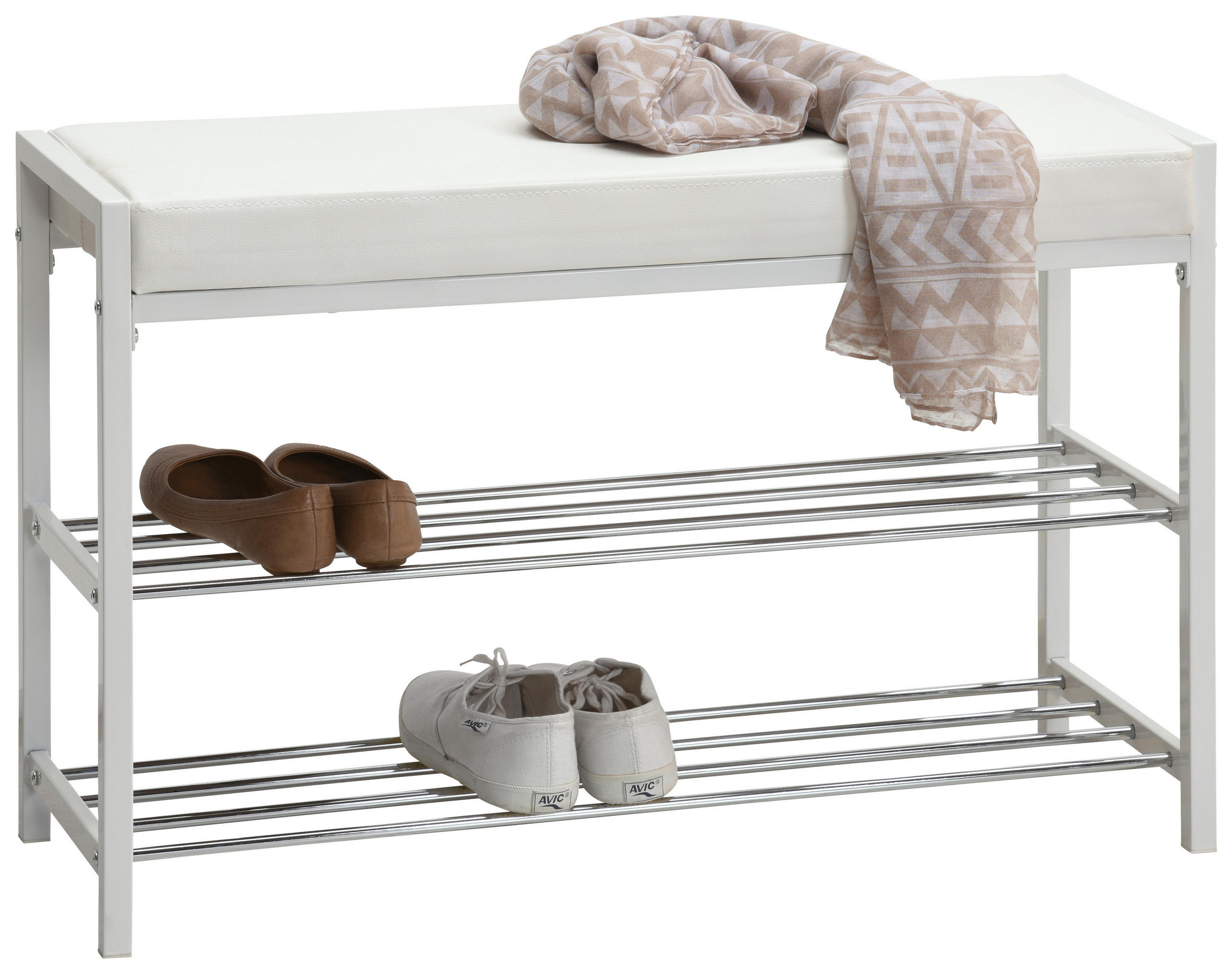 CIPŐSPOLC 80/52/30 cm  - fehér, Design, textil/fém (80/52/30cm) - Carryhome