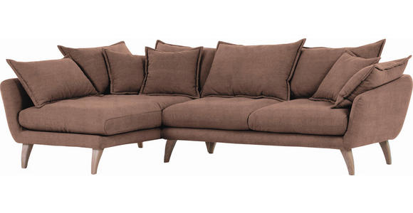 WOHNLANDSCHAFTL-Form  in Mikrofaser Braun  - Naturfarben/Braun, Trend, Holz/Textil (267/170cm) - Ambia Home