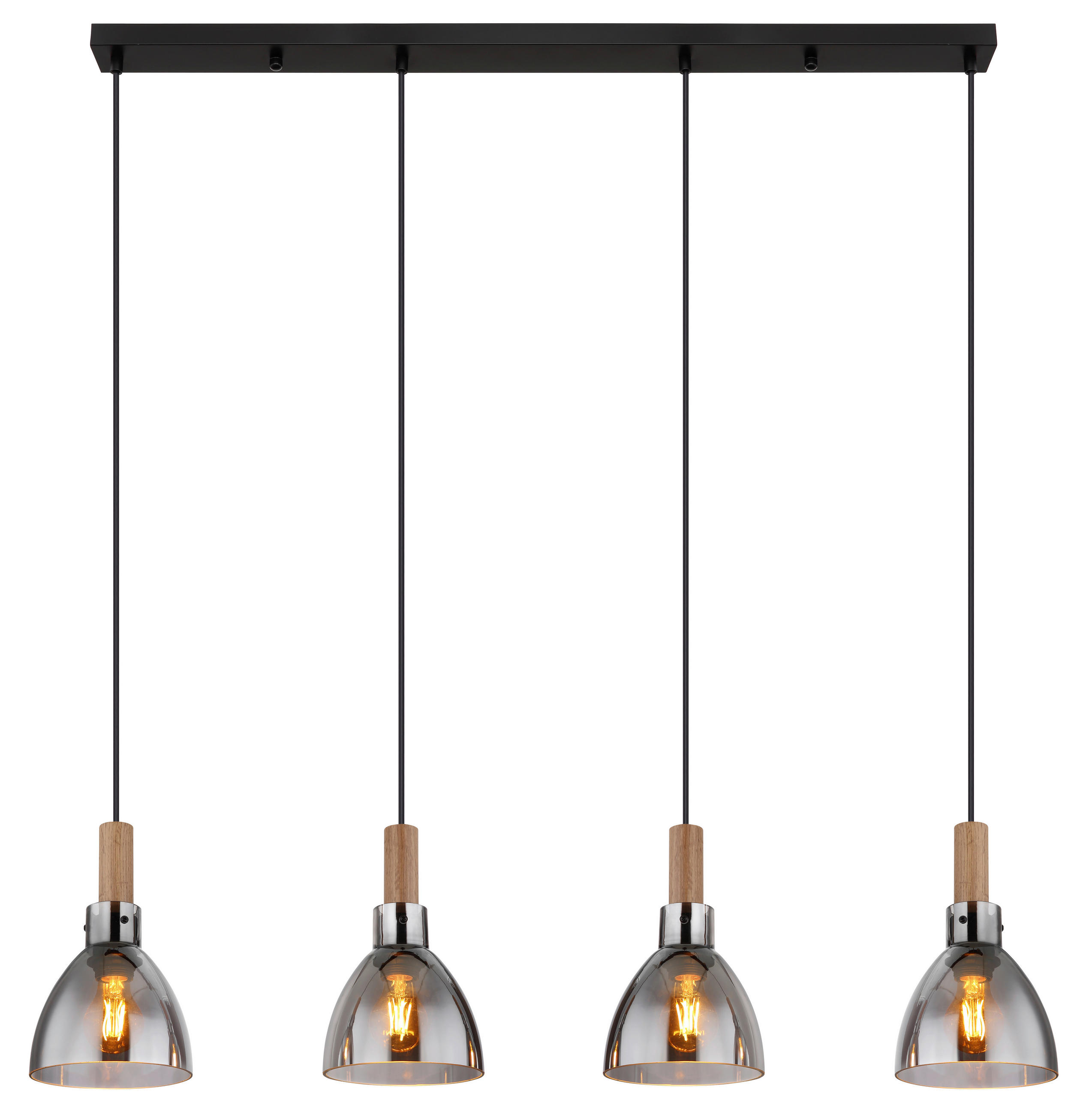 HÄNGELEUCHTE 105/16/120 cm  - Schwarz, Design, Glas/Holzwerkstoff (105/16/120cm) - Globo
