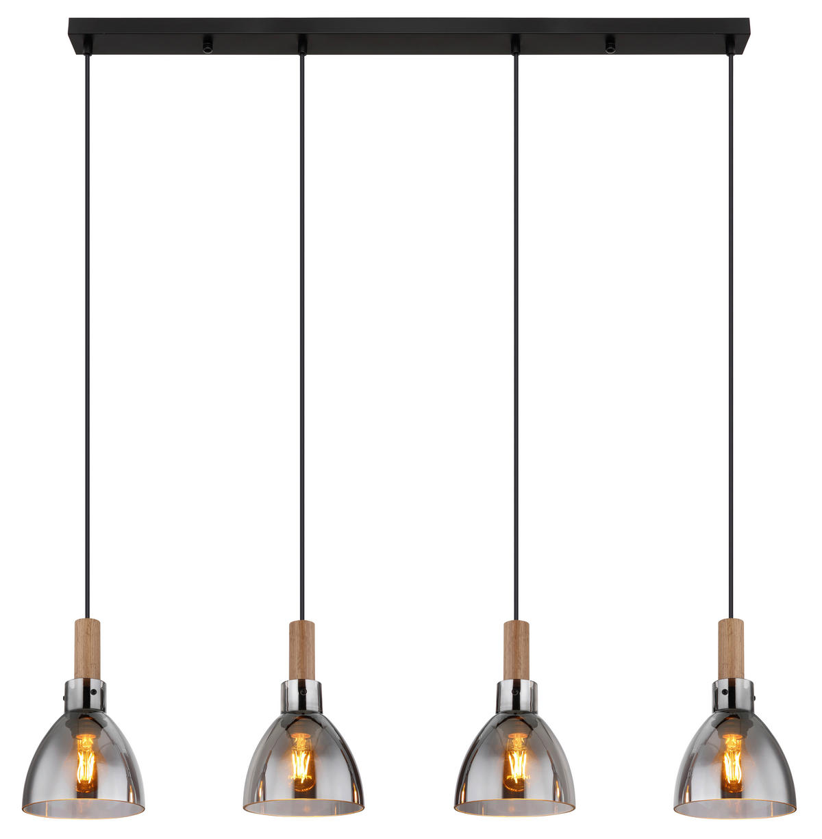 FÜGGŐLÁMPA 105/16/120 cm  - fekete, Design, faalapú anyag/Üveg (105/16/120cm) - Globo
