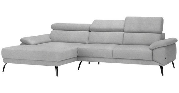 ECKSOFA in Velours Hellgrau  - Hellgrau/Schwarz, Design, Textil/Metall (187/295cm) - Novel