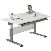 JUGENDSCHREIBTISCH 130/70/53-79 cm  in Silberfarben, Weiss  - Weiss/Silberfarben, Design, Holzwerkstoff/Metall (130/70/53-79cm) - Paidi