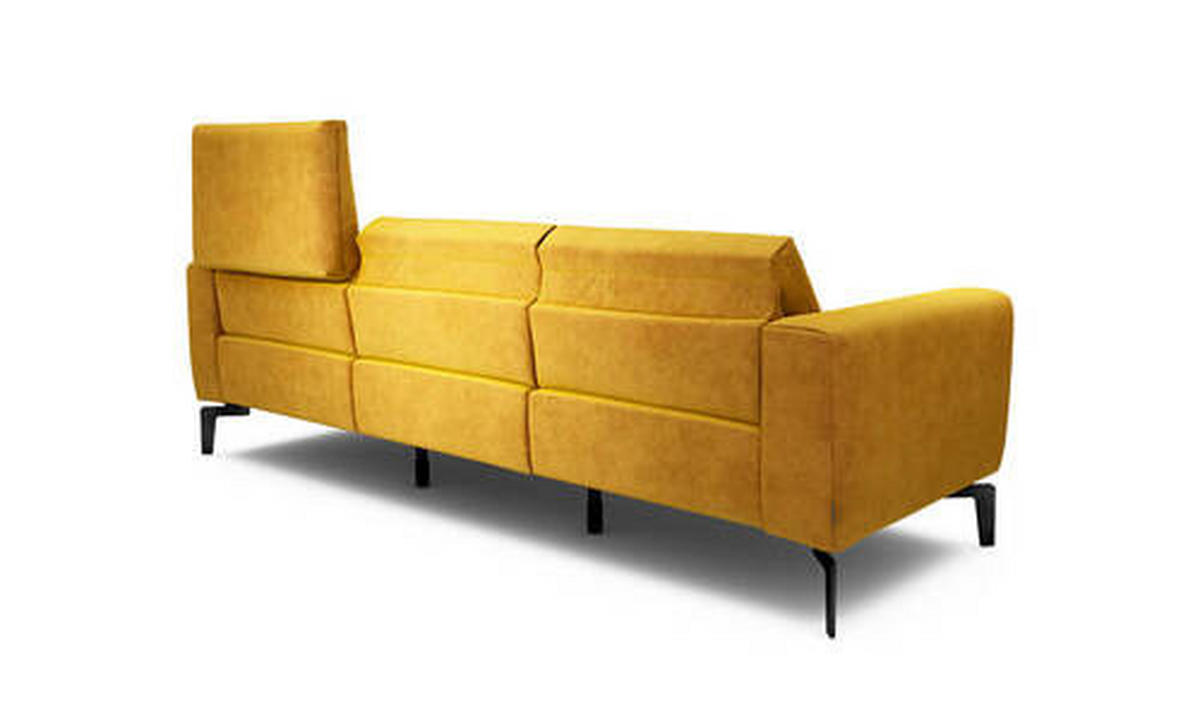 3-SITZER-SOFA in Samt Gelb  - Gelb/Schwarz, Design, Textil/Metall (250/86/86-94cm) - SENSOO