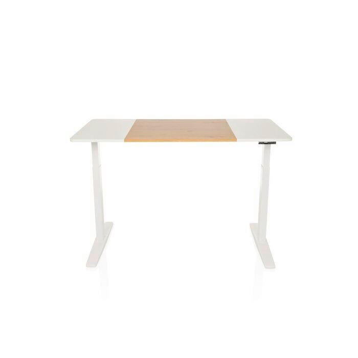 SKRIVBORD 140/70/73 - 118 cm  i vit, ekfärgad  - vit/ekfärgad, Modern, metall/trämaterial (140/70/73 - 118cm) - MID.YOU