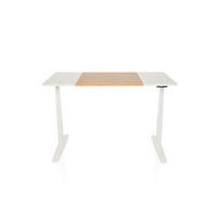 SKRIVBORD 140/70/73 - 118 cm  i vit, ekfärgad  - vit/ekfärgad, Modern, metall/trämaterial (140/70/73 - 118cm) - MID.YOU