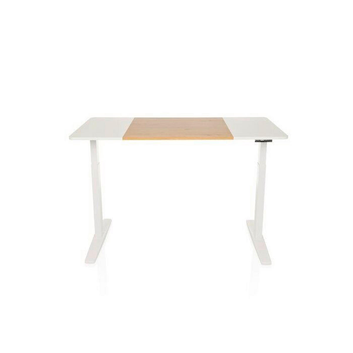 SKRIVBORD 140/70/73 - 118 cm  i vit, ekfärgad  - vit/ekfärgad, Modern, metall/trämaterial (140/70/73 - 118cm) - MID.YOU