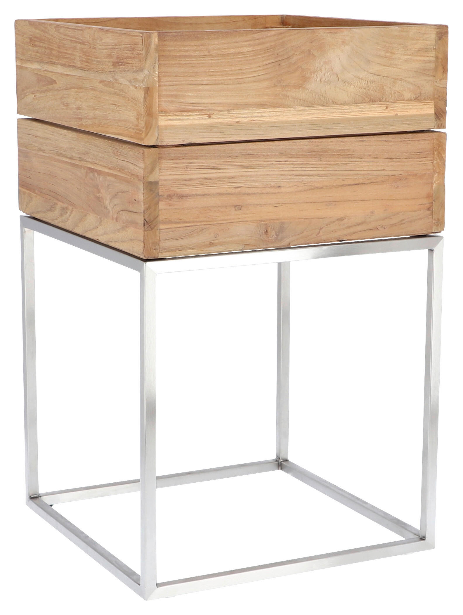 HOCHBEET Mini garden  - Edelstahlfarben/Teakfarben, MODERN, Holz/Metall (40/65/40cm) - Jan Kurtz