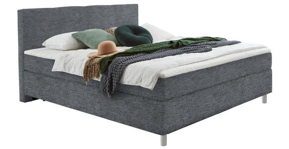 BOXSPRINGBETT 140/200 cm  in Dunkelgrau  - Chromfarben/Dunkelgrau, KONVENTIONELL, Kunststoff/Textil (140/200cm) - Hom`in