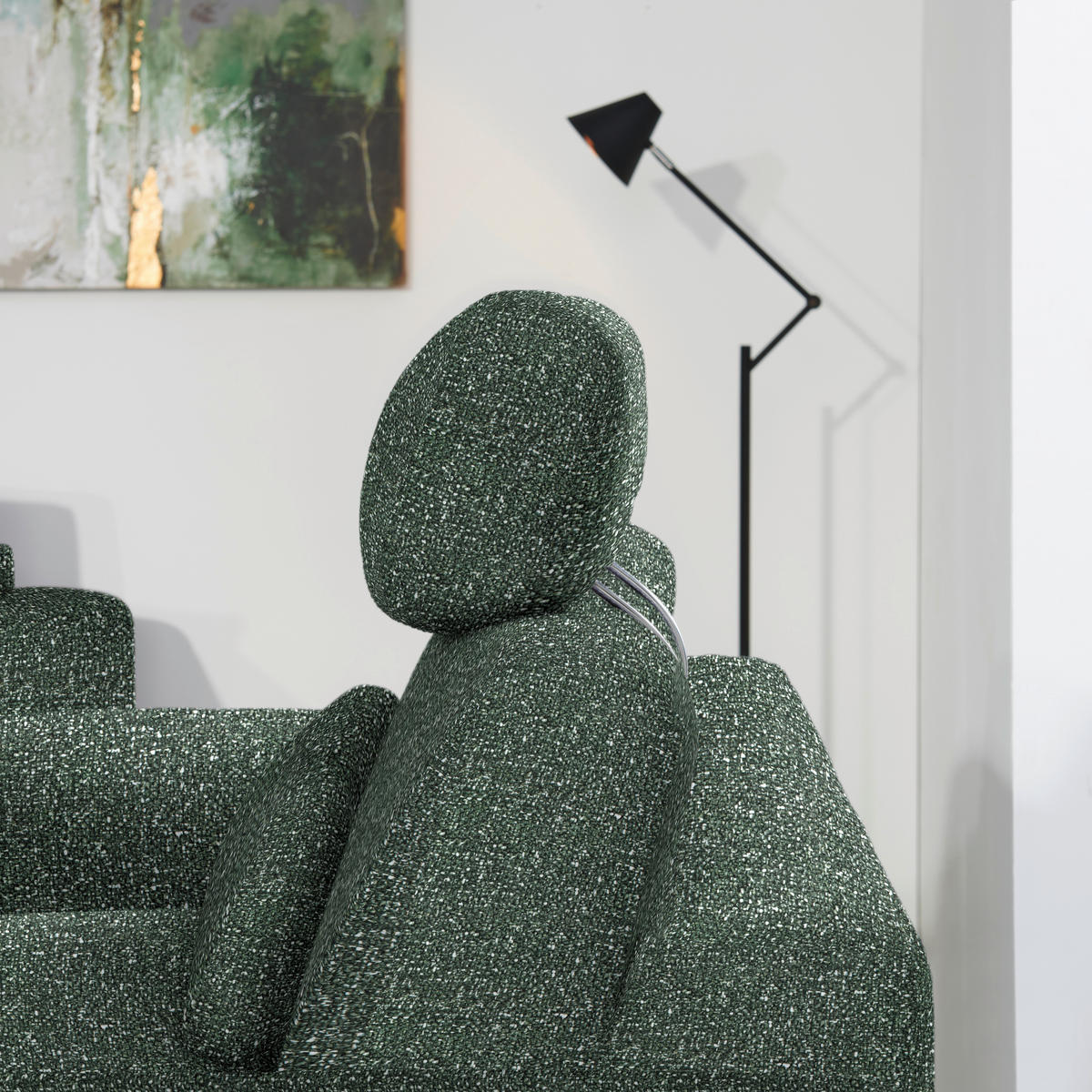 3-SITZER-SOFA Struktur Grün  - Schwarz/Grün, Design, Holz/Textil (196/85-104/95cm) - Novel