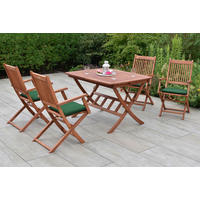 GARTENTISCHGRUPPE Eukalyptusholz Hartholz  - Eukalyptusholzfarben/Grün, KONVENTIONELL, Holz/Textil - Gardenson
