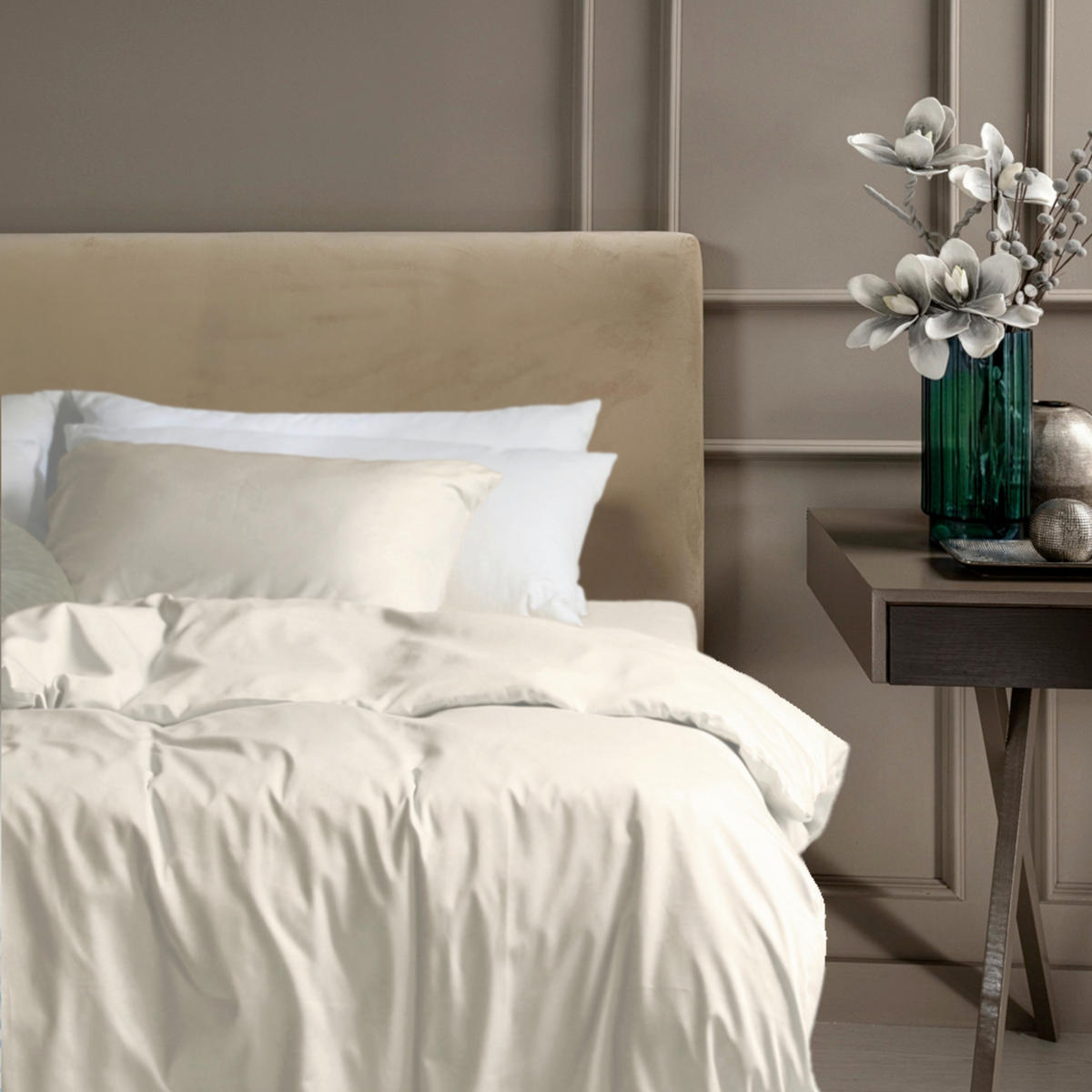 BETTWÄSCHE 2-teilig ELLA Satin 135/200 cm  - Perlmutt, Basics, Textil (135/200cm)