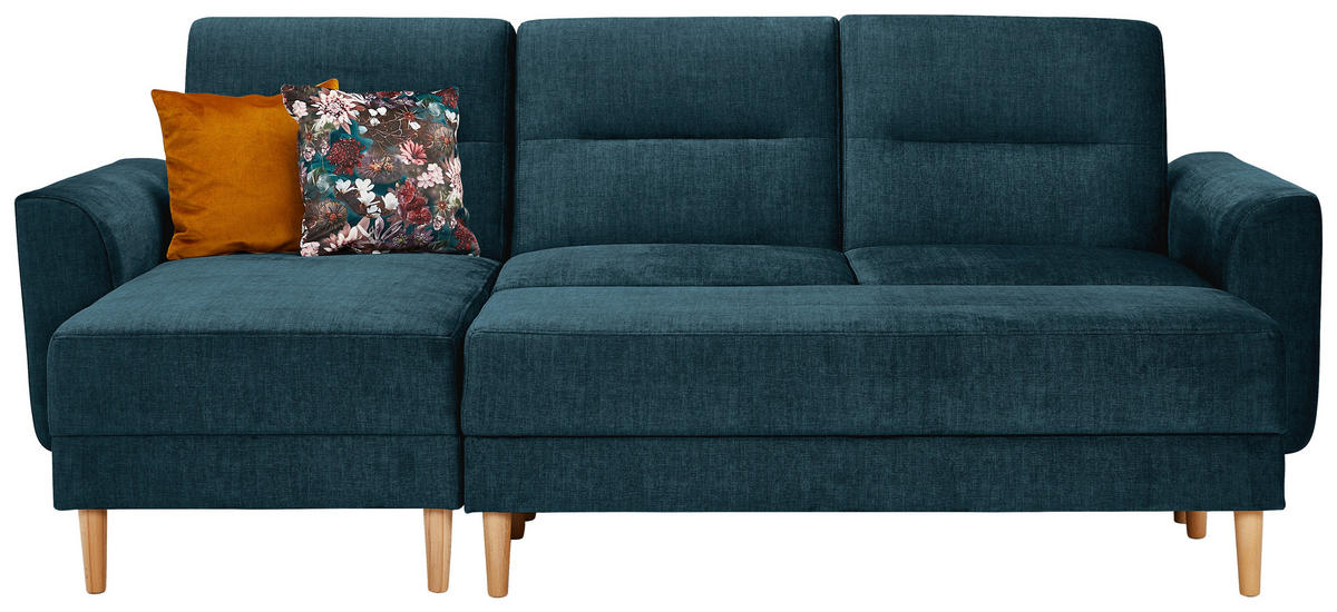 HOCKER in Textil Blau  - Blau/Naturfarben, Modern, Holz/Textil (135/48/57cm) - Max Winzer