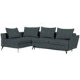 ECKSOFA in Webstoff Türkis  - Türkis/Schwarz, Design, Textil/Metall (182/280cm) - Carryhome