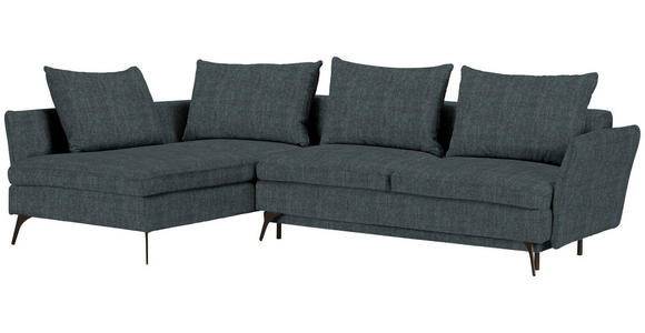 ECKSOFA in Webstoff Türkis  - Türkis/Schwarz, Design, Textil/Metall (182/280cm) - Carryhome