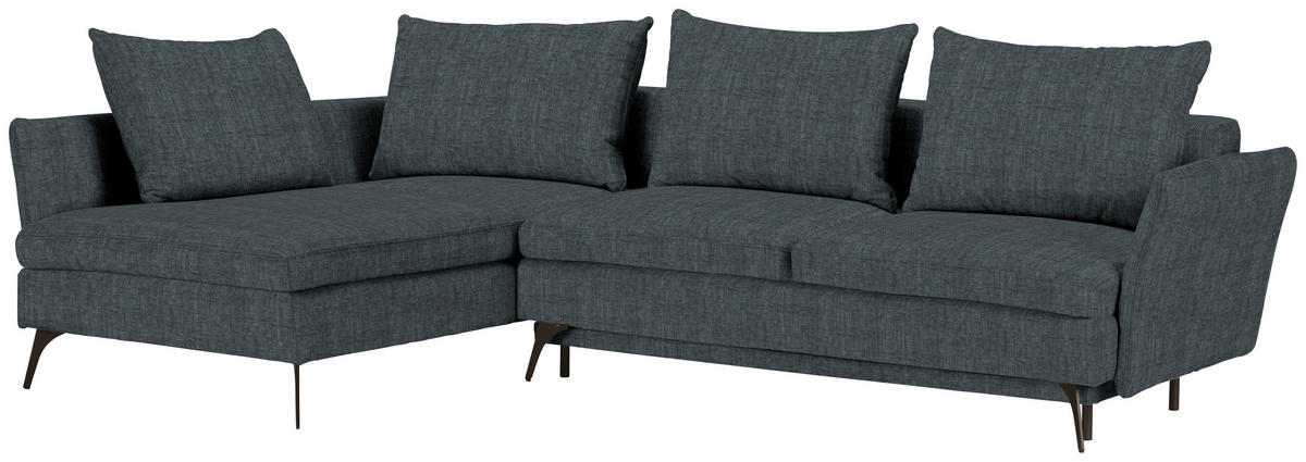 ECKSOFA in Webstoff Türkis  - Türkis/Schwarz, Design, Textil/Metall (182/280cm) - Carryhome