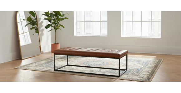 SITZBANK 140/44/44 cm Echtleder Schwarz, Cognac  - Cognac/Schwarz, LIFESTYLE, Leder/Metall (140/44/44cm) - Landscape