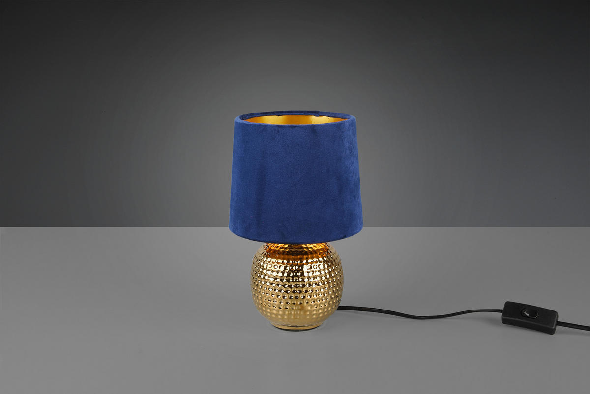 TISCHLEUCHTE - Blau/Goldfarben, Design, Keramik/Textil (16/26cm) - P & B