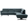 ECKSOFA in Echtleder Blaugrau  286/258 cm  - Blaugrau/Schwarz, Design, Leder/Metall (286/258cm) - Schöner Wohnen