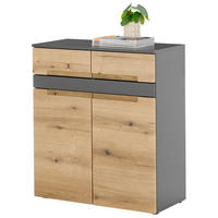 OMARA ZA ČEVLJE antracit, barve hrasta - črna/barve hrasta, Design, umetna masa/leseni material (80/86/38cm) - MID.YOU