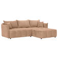 ECKSOFA Rosa Plüsch Zierkissen, Rückenkissen, Bettkasten, Schlaffunktion, Rücken echt, Liegefläche im Originalstoff  - Schwarz/Rosa, KONVENTIONELL, Kunststoff/Textil (253/192cm) - Carryhome