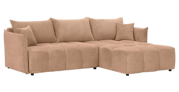 ECKSOFA Rosa Plüsch Zierkissen, Rückenkissen, Bettkasten, Schlaffunktion, Rücken echt, Liegefläche im Originalstoff  - Schwarz/Rosa, KONVENTIONELL, Kunststoff/Textil (253/192cm) - Carryhome