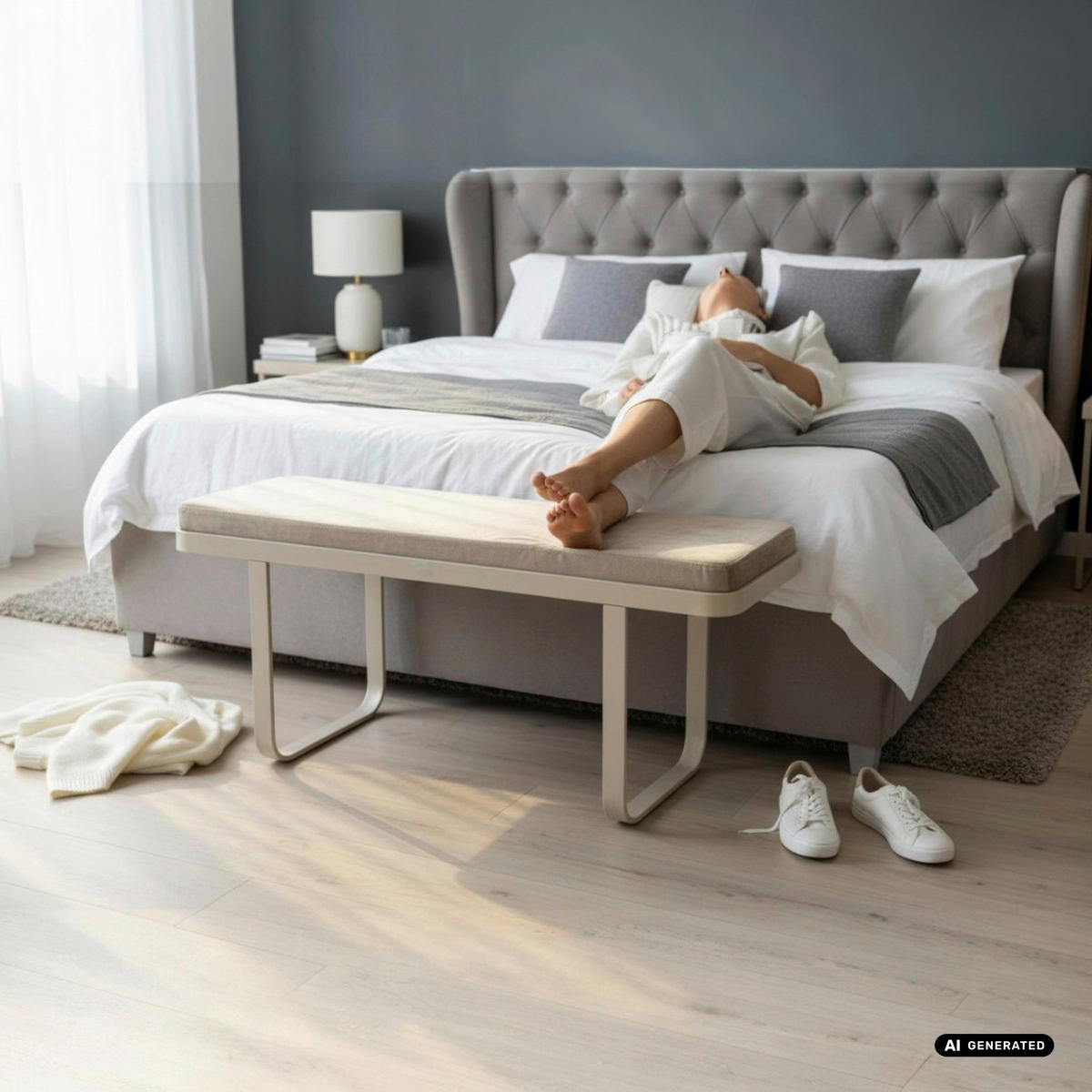 SITZBANK 115/48/36 cm Samt Kaschmir  - Kaschmir, KONVENTIONELL, Textil/Metall (115/48/36cm)